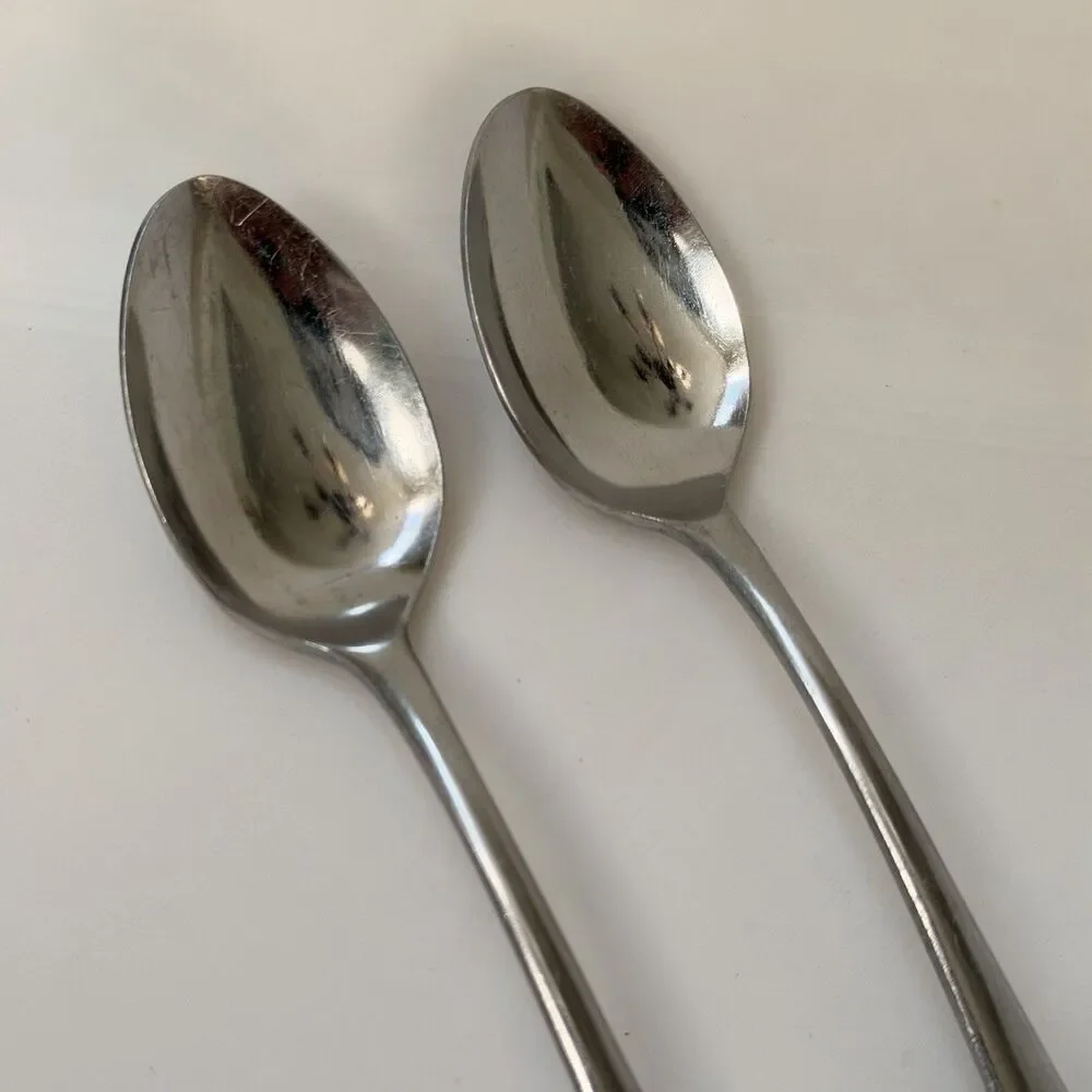 2pc AMC Venice Iced Tea Spoons 7 1/2” Stainless Japan Satin